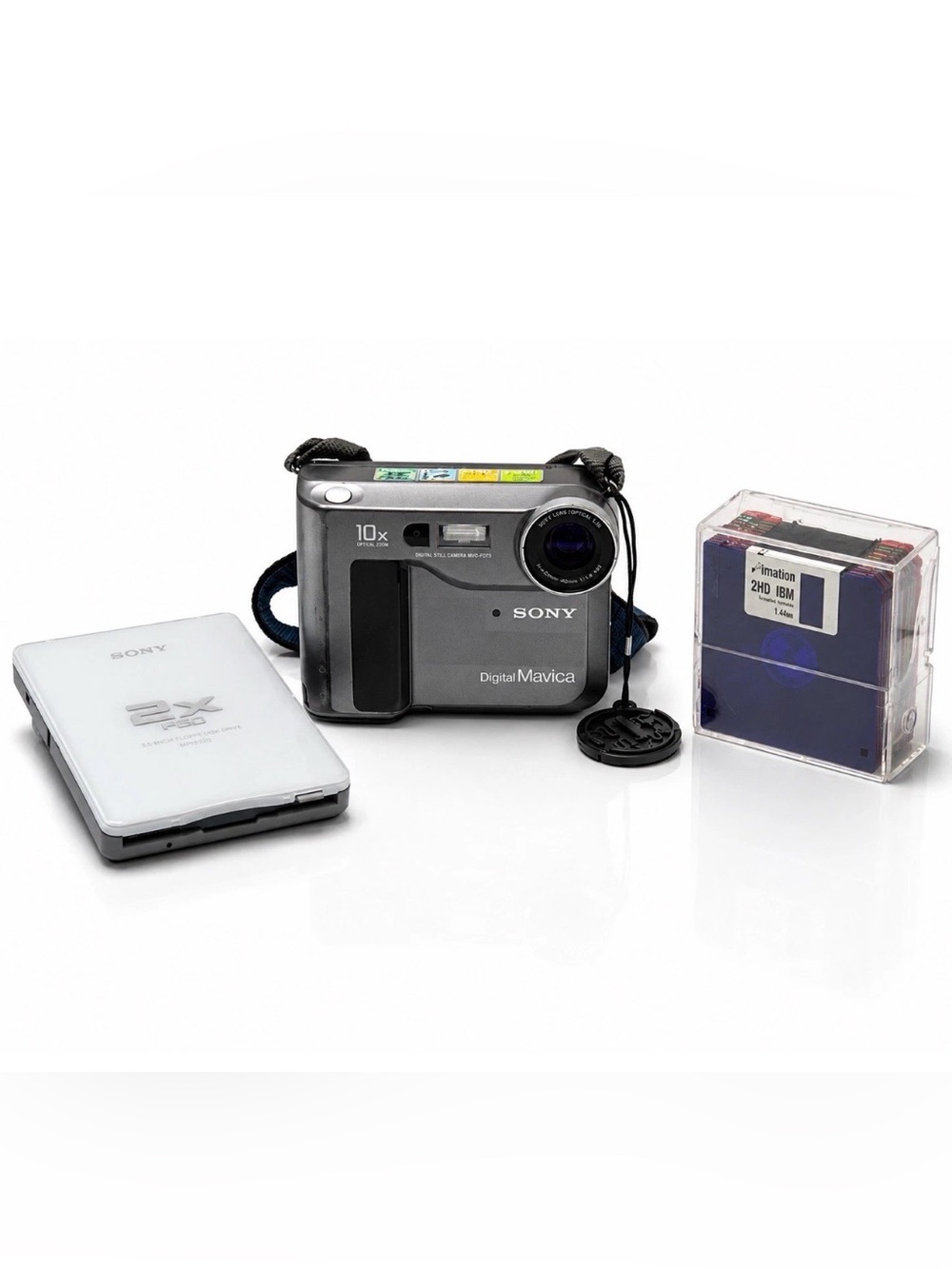 Sony Digital Mavica MVC-FD73 Tested Works USB Floppy Drive Charger 12 Disks